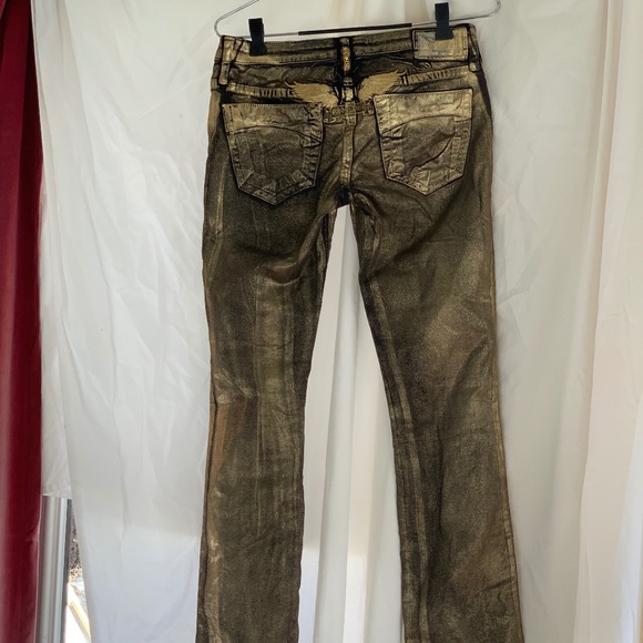 Robin's Jeans Gold Metallic Straight Leg Pants - Picture 2 of 4